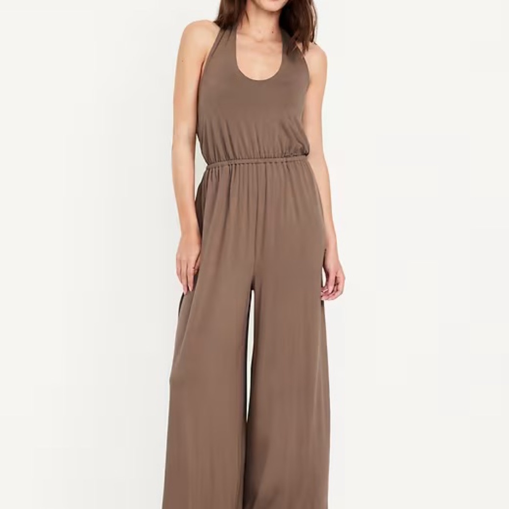 Old Navy Size 4X | Waist-Defined Halter Jumpsuit | Color New Taupe